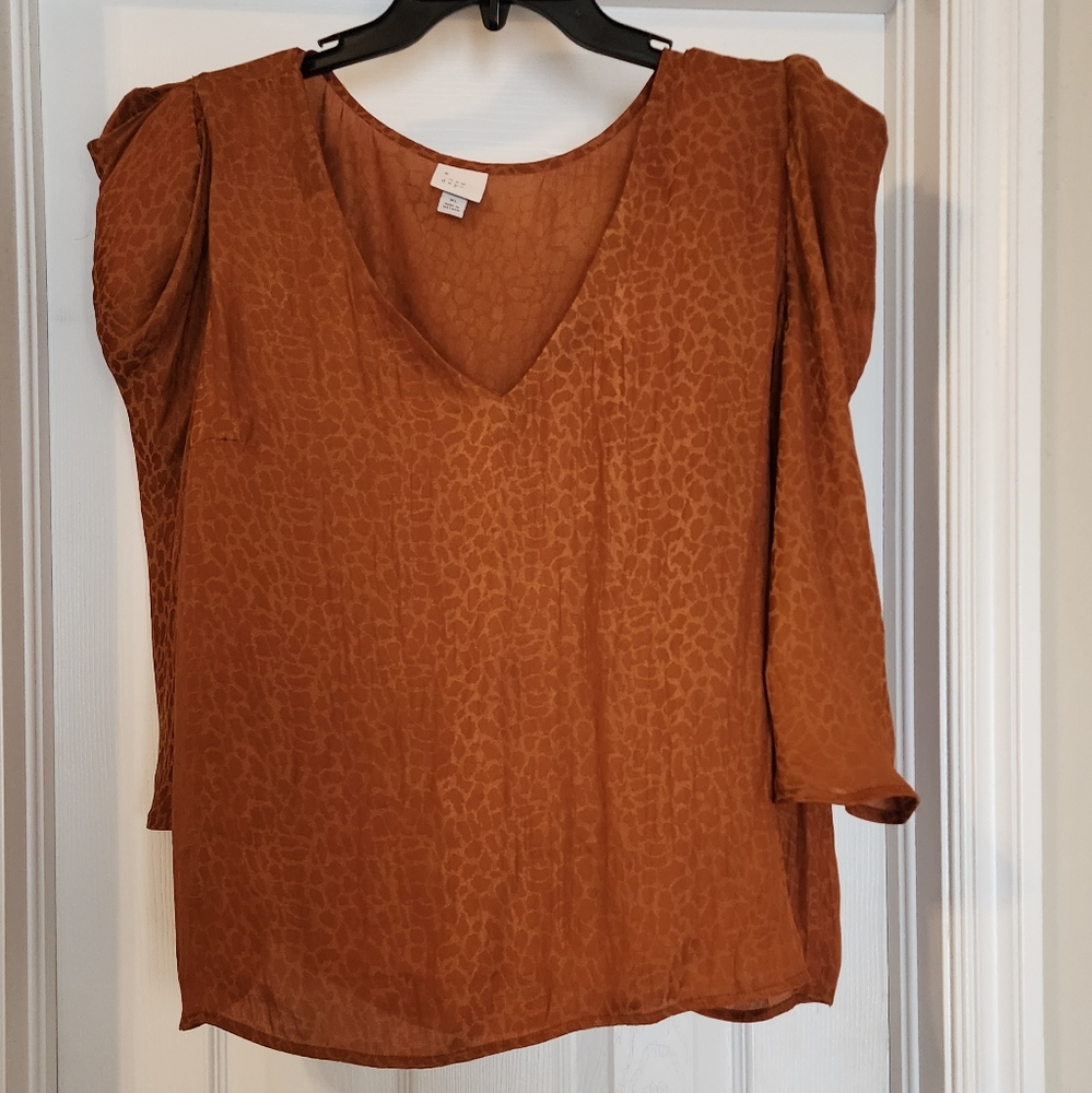 A New Day Leopard Print Puff Sleeve Blouse
